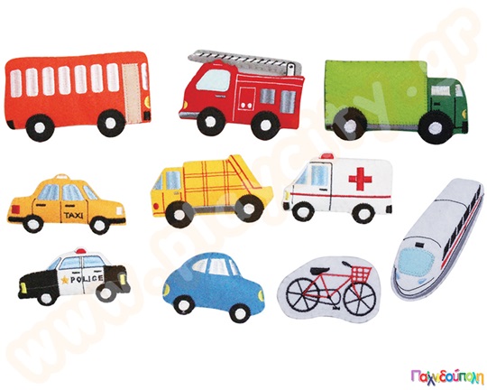 Χερσαία μεταφορικά μέσα από τσόχα σετ 10 τεμαχίων