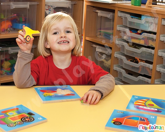 Σετ 4 Βρεφικά παζλ με πλαίσιο - Μεταφορικά μέσα