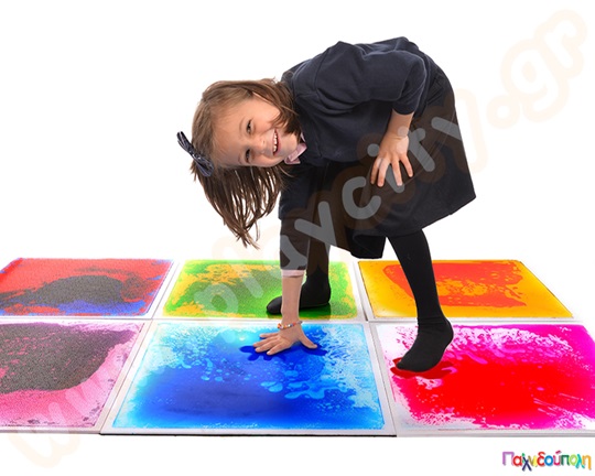 Πολυαισθητηριακά τετράγωνα πλακάκια με υγρό gel Σετ 6 τεμάχια