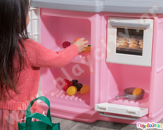 Πριγκιπική κουζίνα ροζ με γκρι Step2