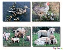 Σετ 8 ξύλινα παζλ ζώα φάρμας και τα μικρά τους  Ξύλινα Εκπαιδευτικά Παζλς