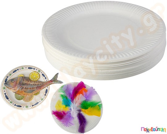 Χάρτινα λευκά πιάτα 23 εκ. 100 τμχ.