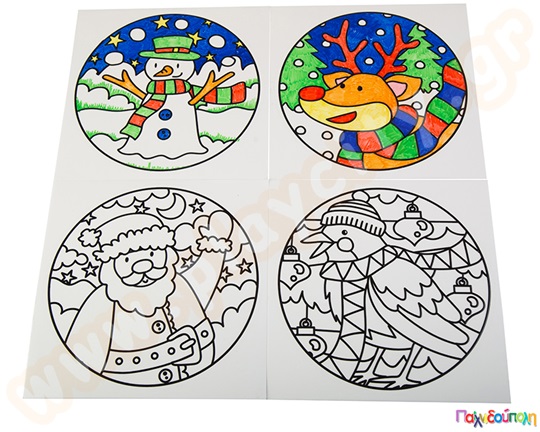 Διακοσμητικά για παράθυρα, Χριστούγεννα σετ 4 τμχ.