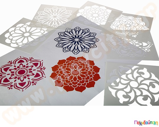 Στένσιλ τεχνικής Mandala σετ 6 τμχ.