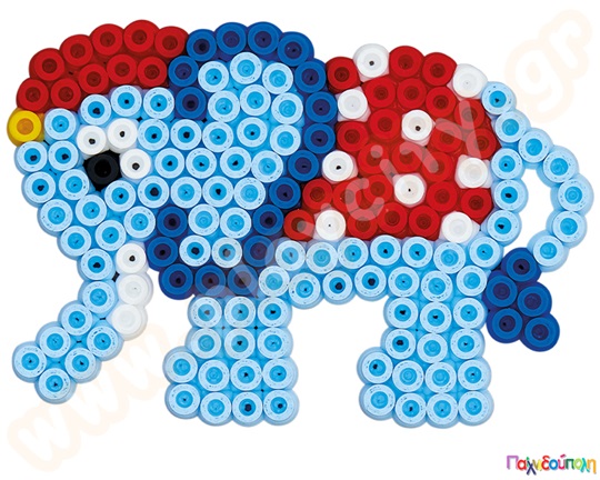 Χάντρες 5 mm 15000 τμχ. σε κουβαδάκι με 3 κάδρα δημιουργίας (εξάγωνο, ελέφαντας, δεινοσαυράκι)