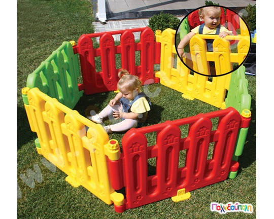 Σετ Πλαστικός φράχτης χώρου παιχνιδιού μεσαίος με βάσεις