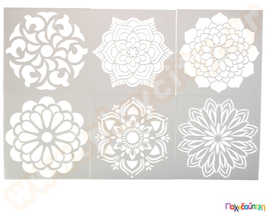 Στένσιλ τεχνικής Mandala σετ 6 τμχ.