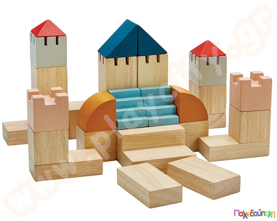 Οικοδομικό υλικό με χρωματιστά κομμάτια Plan Toys