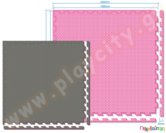 Δάπεδο ασφαλείας EVA σκούρο ανθρακί - ροζ εσωτερικού χώρου - Tatami