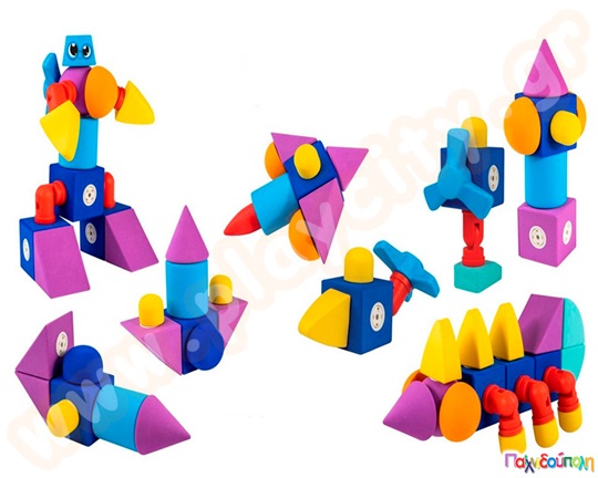 Εκπαιδευτικό παιχνίδι STEM Αφρώδη Μαγνητικά Τουβλάκια - Αεροπλάνο 10 τεμάχια