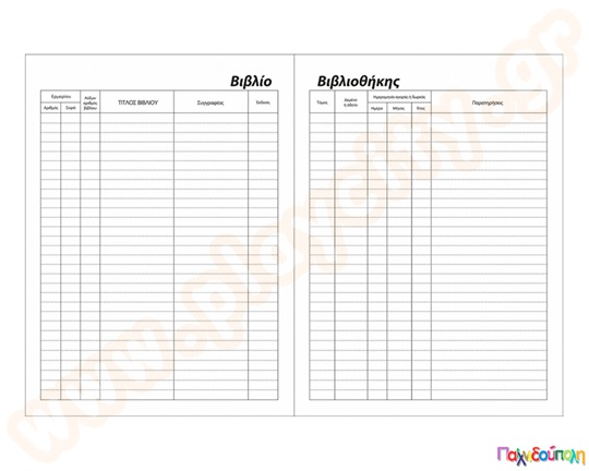 Βιβλίο βιβλιοθήκης 100 φύλλων