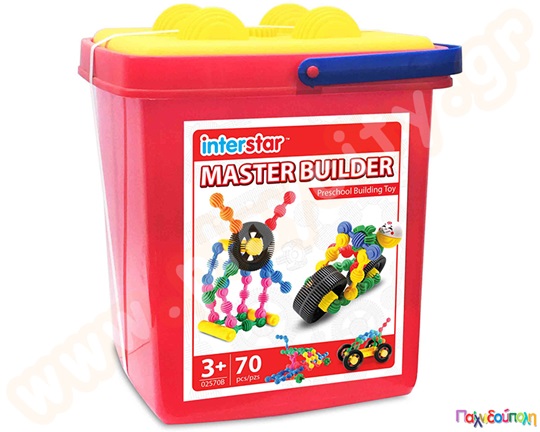 Κατασκευές με σφηνοτουβλάκια Interstar σε κουβά σετ 70 τεμαχίων