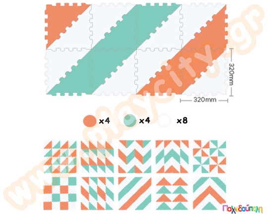 Ελαστικές τριγωνικές πλάκες EVA 3 χρωμάτων Β