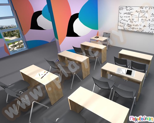 Διθέσιο θρανίο με ξύλινο σκελετό