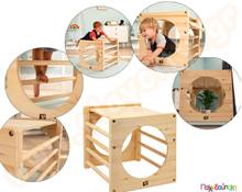 Ξύλινος κύβος αναρρίχησης εσωτερικού χώρου  Βρεφικά Παιχνίδια