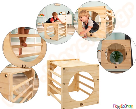 Ξύλινος κύβος αναρρίχησης εσωτερικού χώρου