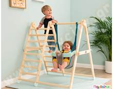 Ξύλινος αναρριχητής με κούνια εσωτερικού χώρου  Παιδικές Κούνιες