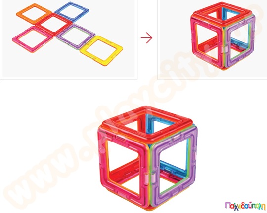 Μαγνητικά τουβλάκια κατασκευών MagFormers Τετράγωνα 6 τεμαχίων