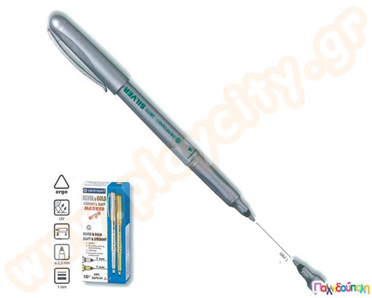 Μαρκαδόρος γραφής 1 mm ανεξίτηλος ασημί