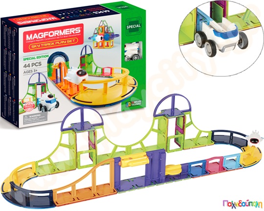 Μαγνητικά τουβλάκια κατασκευών MagFormers Sky Track Play 44 τεμαχίων