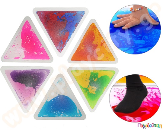 Πολυαισθητηριακά τριγωνικά πλακάκια με υγρό gel Σετ 6 τεμάχια