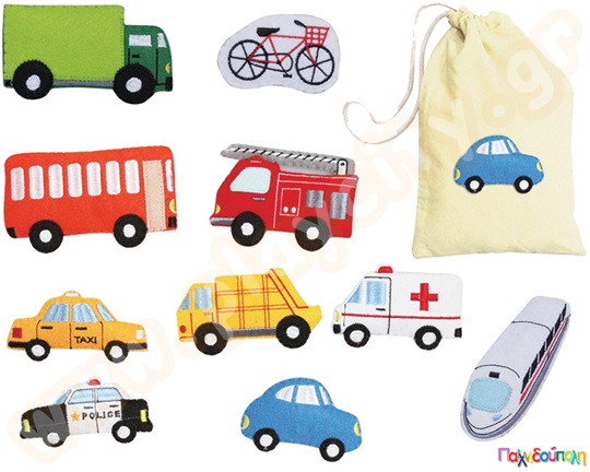 Χερσαία μεταφορικά μέσα από τσόχα σετ 10 τεμαχίων