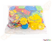 Γεωμετρικά σχήματα με κορδόνια 96 τμχ.  Πλαστικά Παιχνίδια Κατασκευών με Αλυσίδες - Καρούλια - Κορδόνια - Κουμπιά