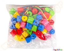 Κύβοι, κώνοι, κύλινδροι με κορδόνια 50 τμχ.  Πλαστικά Παιχνίδια Κατασκευών με Αλυσίδες - Καρούλια - Κορδόνια - Κουμπιά