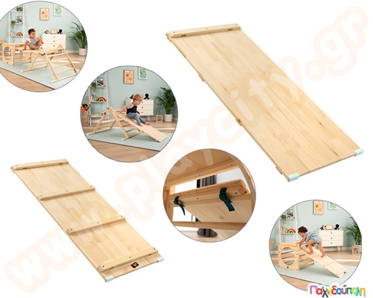 Ξύλινη γέφυρα αναρρίχησης και τσουλήθρα εσωτερικού χώρου