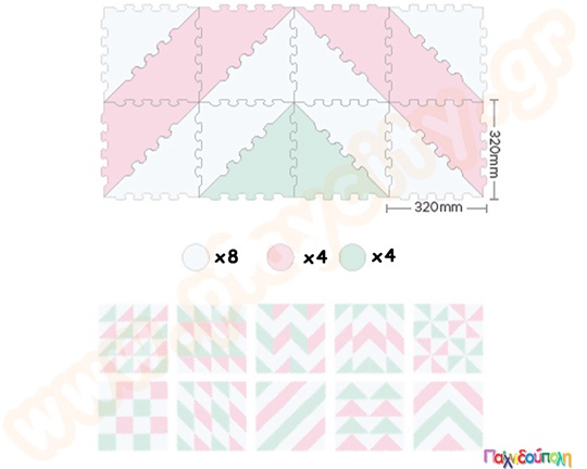 Ελαστικές τριγωνικές πλάκες EVA 3 χρωμάτων Α