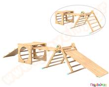 Ξύλινη γέφυρα αναρρίχησης και τσουλήθρα εσωτερικού χώρου  Αναρριχήσεις Εργοθεραπείας