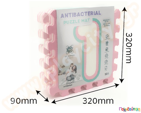 Ελαστικές πλάκες EVA με αριθμούς ροζ-άσπρο