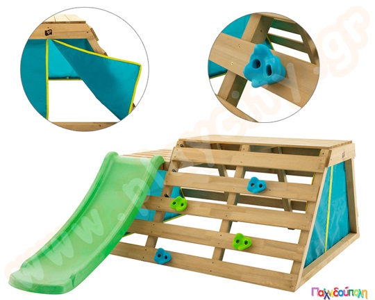 Ξύλινος βρεφικός αναρριχητής με τσουλήθρα