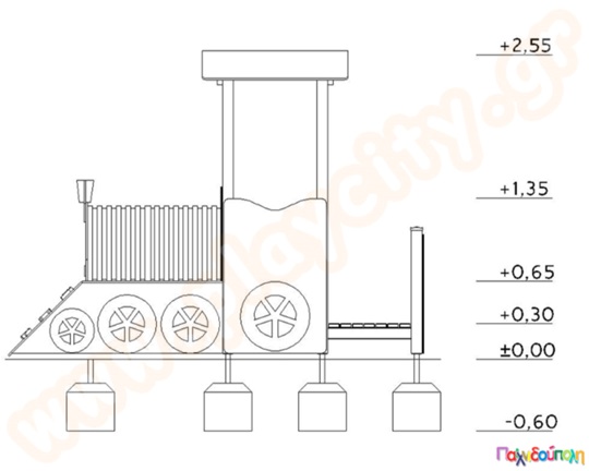 Σύστημα παιδικής χαράς τρενάκι με τούνελ