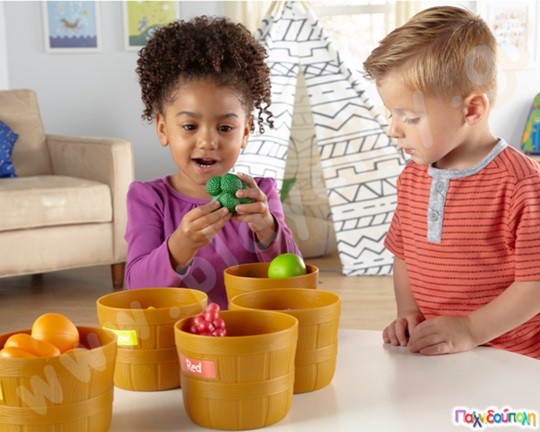 Εκπαιδευτικό παιχνίδι STEM Σετ πλαστικά φρούτα και καλάθια 30 τεμαχίων