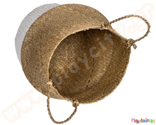 Ψάθινο καλάθι δίχρωμο 17χ20 εκ.