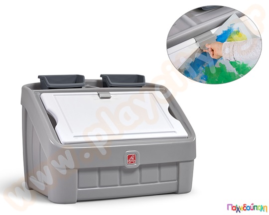 Παιχνιδόκουτο και γωνιά ζωγραφικής 2 σε 1 γκρι Step2