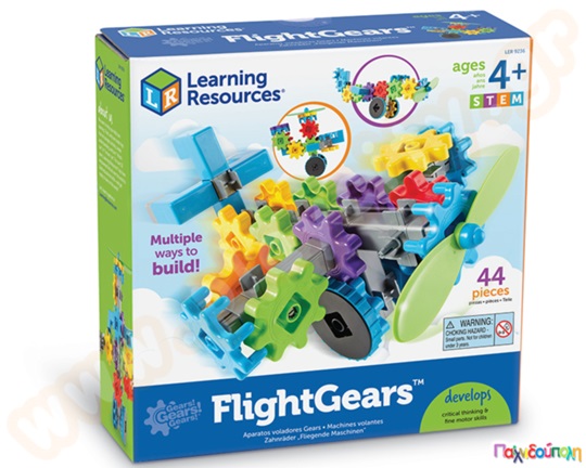 Εκπαιδευτικό Παιχνίδι STEM Gears! Gears! Gears! Κατασκευή αεροπλανάκια με γρανάζια Σετ 44 τεμαχίων FlightGears