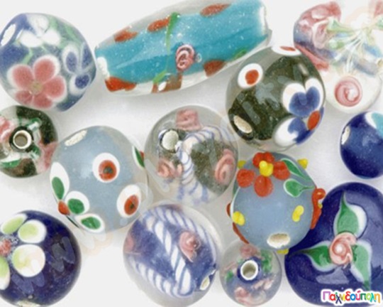 Γυάλινες χάντρες μπλε 13 τμχ.