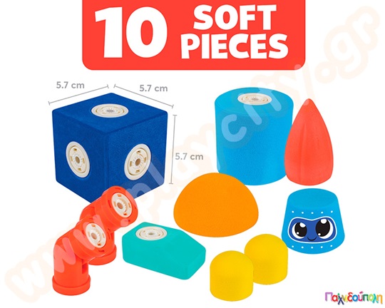 Εκπαιδευτικό παιχνίδι STEM Αφρώδη Μαγνητικά Τουβλάκια - Ρομποτ 10 τεμάχια