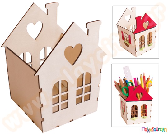 Ξύλινη μολυβοθήκη με λάμπα LED