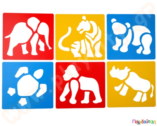 Στένσιλ ζωάκια υπό εξαφάνιση Σετ 6 τεμάχια