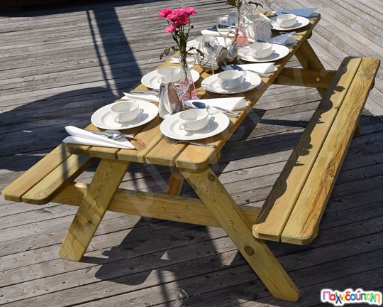 Τραπέζι - πάγκος πικ νικ στρογγ. γωνίες 180 εκ.