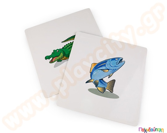 Σετ κάρτες αφής διπλής όψης ζώα 6τμχ