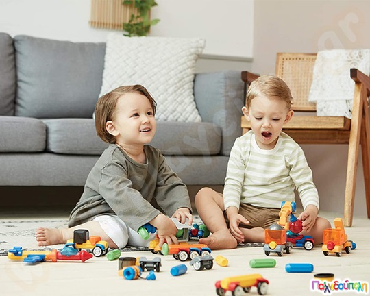 Μαγνητικά τουβλάκια Stick-O Σετ Κατασκευαστικών Οχημάτων 26 τεμάχια (32 μοντέλα)