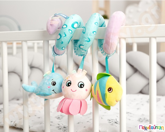 Λούτρινο σπιράλ δραστηριοτήτων κρεβατιού-καροτσιού θαλάσσια ζωάκια