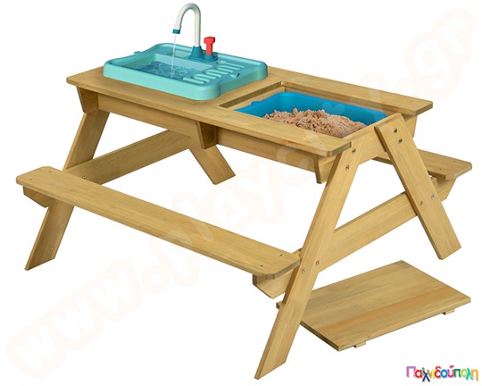 Ξύλινο παγκάκι με αμμοδόχο, νεροχύτη και βρύση TP