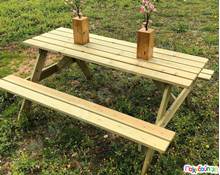 Ξύλινο τραπέζι - πάγκος πικ νικ 180 εκ.  Εξοπλισμός Πόλης - Παγκάκια - Κάδοι