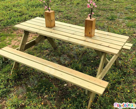 Ξύλινο τραπέζι - πάγκος πικ νικ 180 εκ.