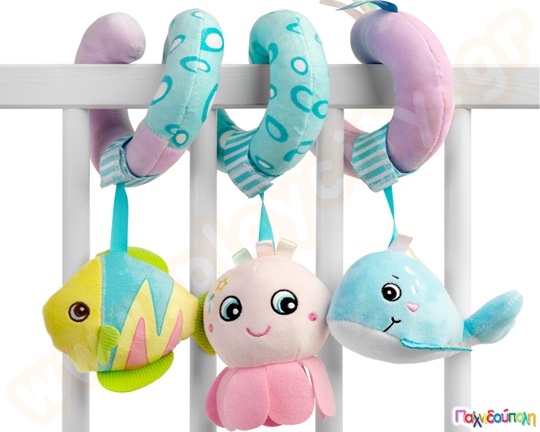 Λούτρινο σπιράλ δραστηριοτήτων κρεβατιού-καροτσιού θαλάσσια ζωάκια